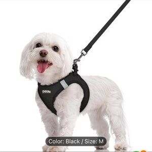 Dolife Black Dog Harness and Leash Size Medium Brand New